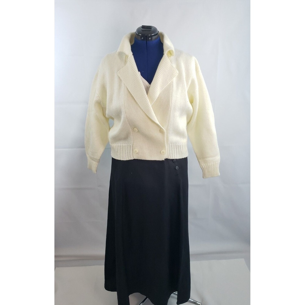 Axiom‎ Petite Acrylic Chunky Notched Lapel Autumn Cardigan Sweater Medium   Z75